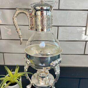 SALE!  Vintage English Silver Mfg. Corp Coffee Carafe with Warming Stand
